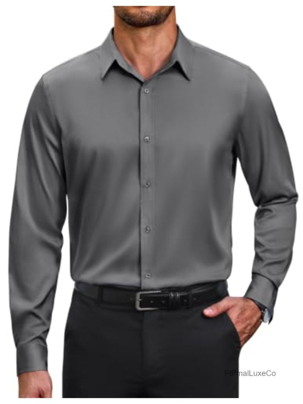 Men's Wrinkle Free Stretch Long Sleeve Button Down Dress Shirt Regular Fit